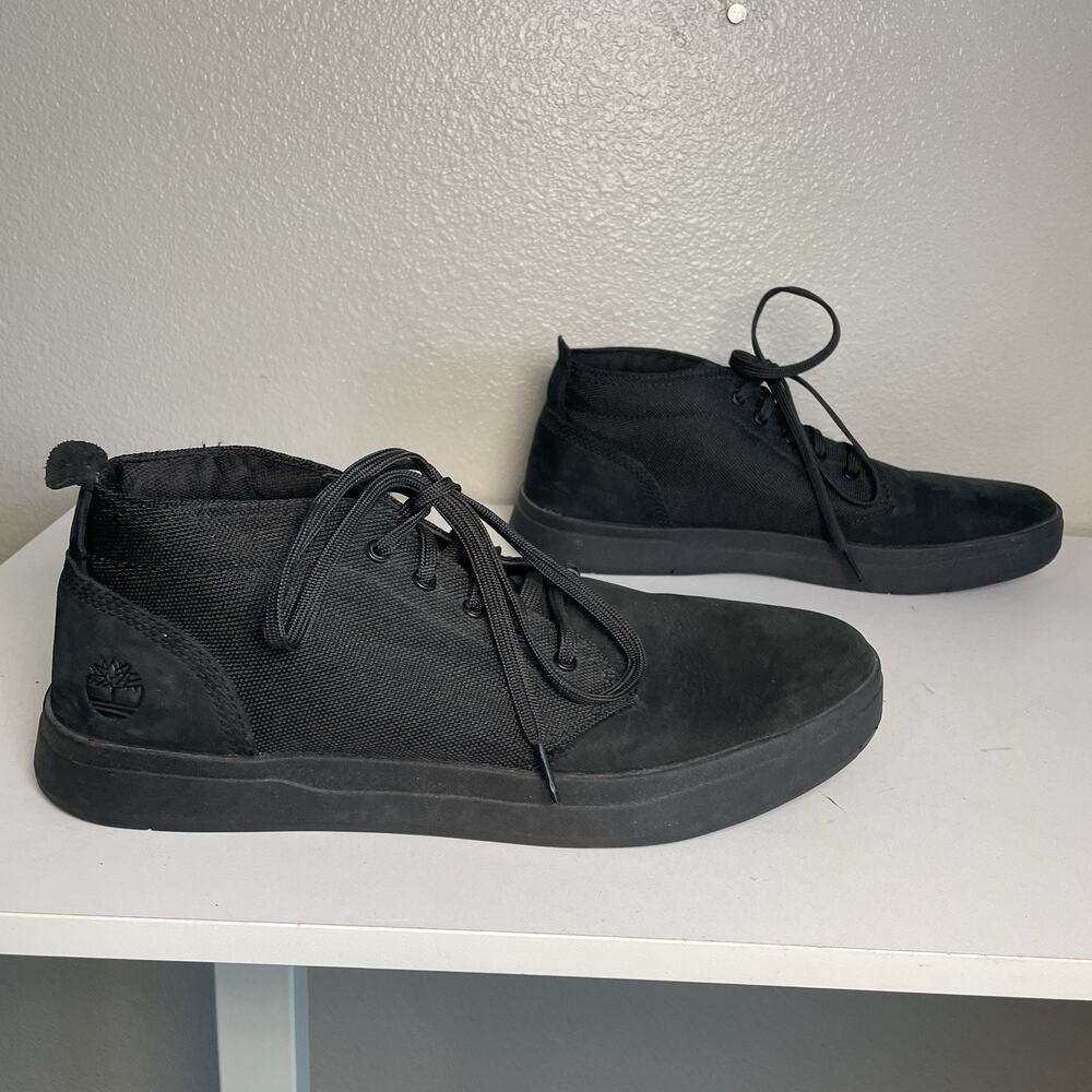 Timberland Davis Square Chukka Shoes A1T16 Mens Black Leather Lace-Up Size 10.5